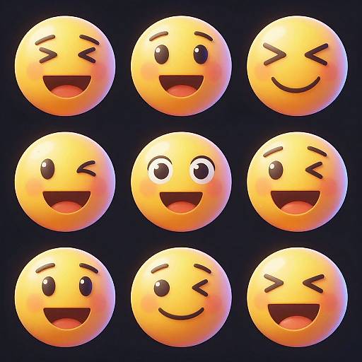 3D Glossy AI Emojis Grid