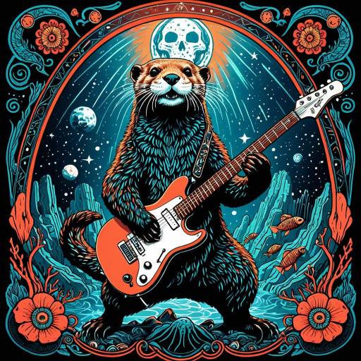 Cosmic Otter Rocking in Coral Cavern