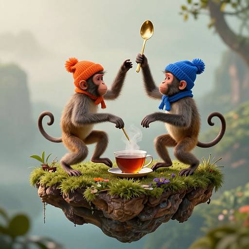 Whimsical Monkeys' Mystical Ritual