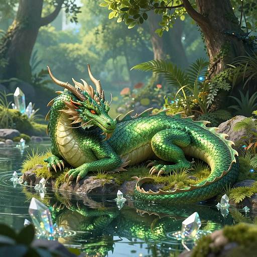 Serene Green Dragon by Crystal Lake