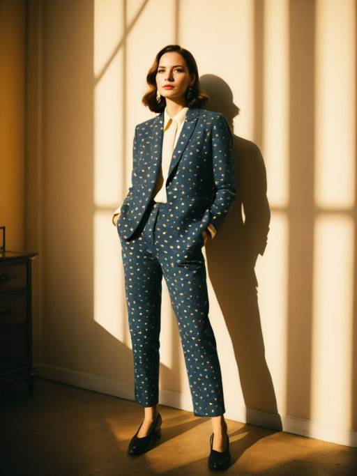 Chic Blue Abstract Pantsuit Fashion