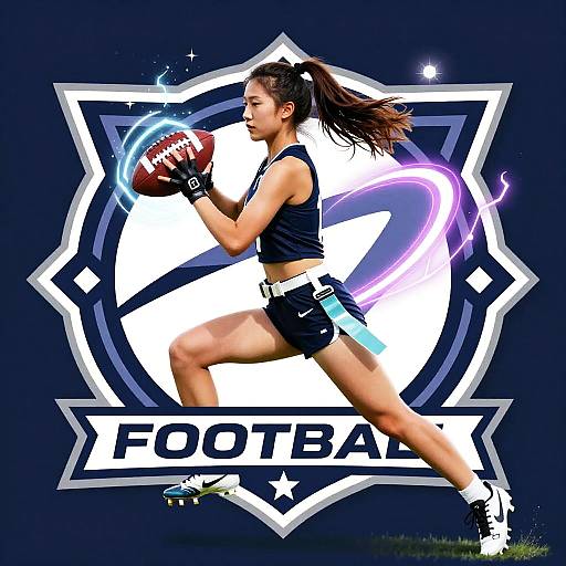 Futuristic Female Fantasy Football Logo