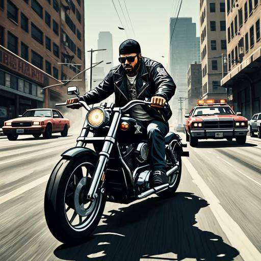 Motorcycle Gang Leader in City Chase