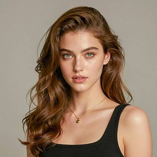 Portrait of Young Woman with Wavy Hair