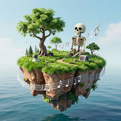 Surreal 3D Floating Island Dreamscape