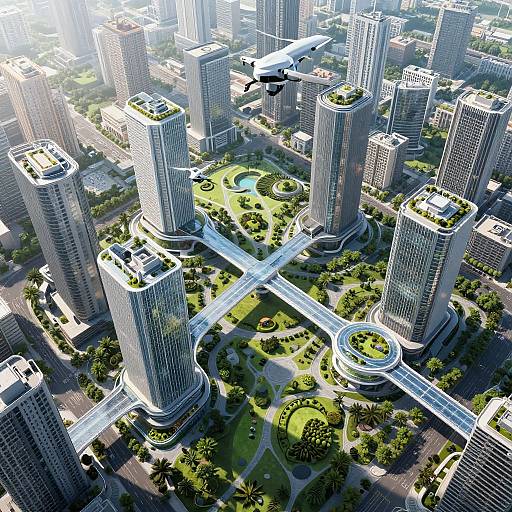 Futuristic AI Cityscape from Above