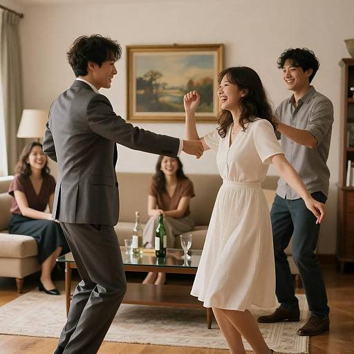 Joyful Living Room Dance Party Scene