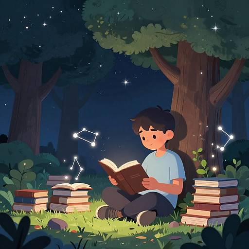 Magical Nighttime Reading Under Stars