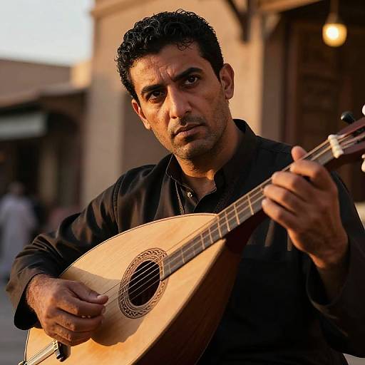 Photorealistic Portrait of Middle Eastern Oud Musician