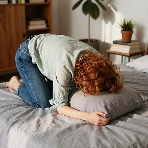 Woman with Curly Red Hair Resting