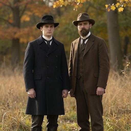 Sunlit Autumn Portrait of Two Gentlemen