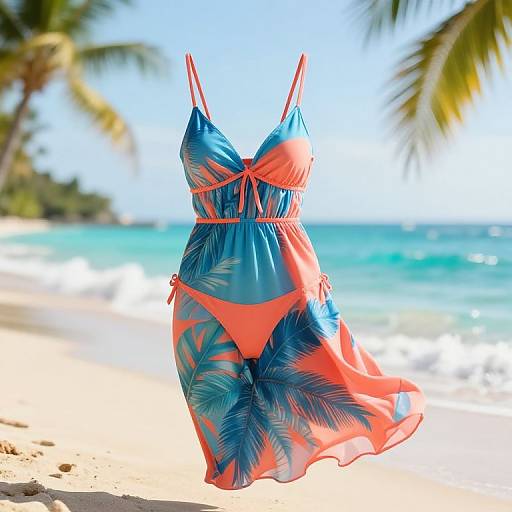 Tropical Blue Coral Bikini Dress