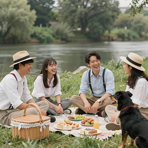Joyful Picnic by the Riverside