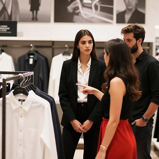 Fashionable Trio in Clothing Store Scene