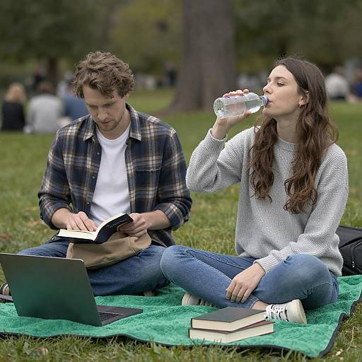 Relaxing Park Scene with Couple