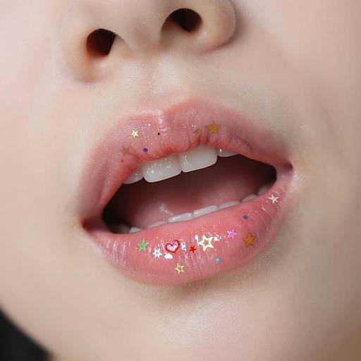 Glamorous Close-Up of Glossy Lips