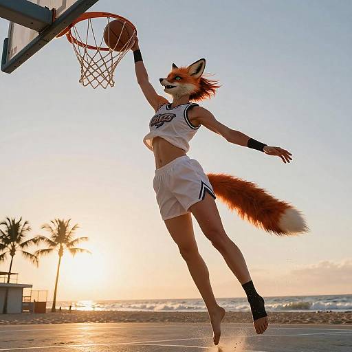 Dynamic Sports Portrait of Athletic Anthro Fox