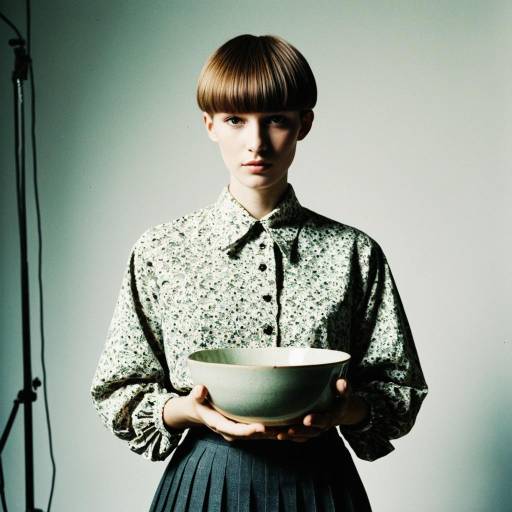 Person with Textured Bowl Cut Holding Bowl