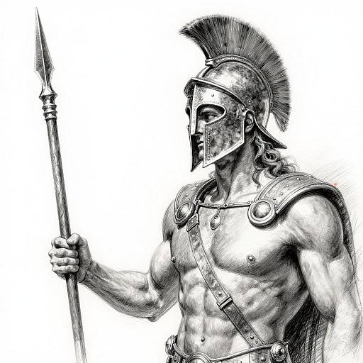 Heroic Achilles Pencil Sketch Concept Art