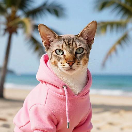 Oriental Shorthair in Pink Hoodie