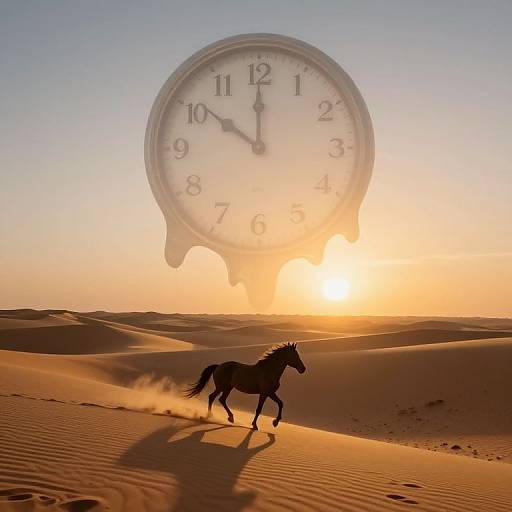 Surreal Melting Clock Desert Dawn