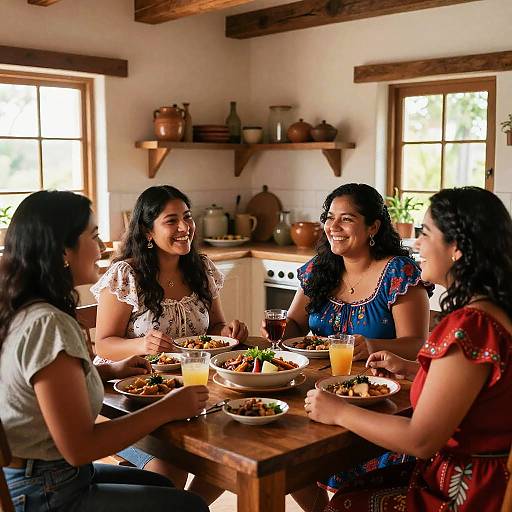 Curvy Hispanic Women Sharing Meal