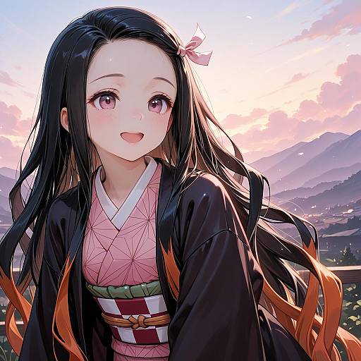 Kamado Nezuko in a Pink Kimono