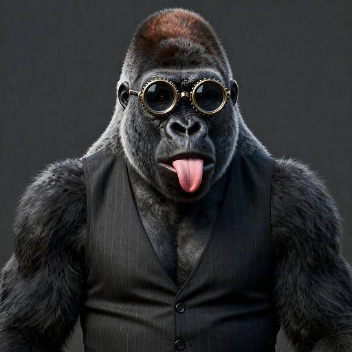 Steampunk Silverback in Pinstripe Waistcoat Portrait