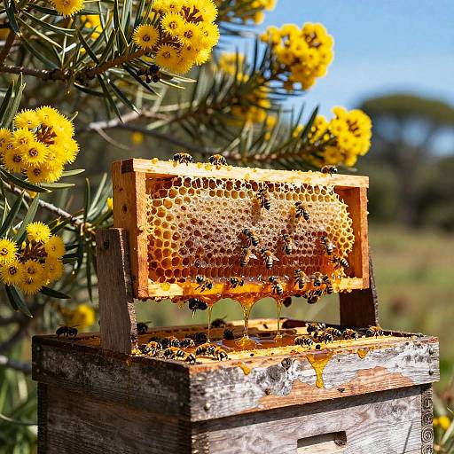 Rustic Leatherwood Honey Harvest Scene