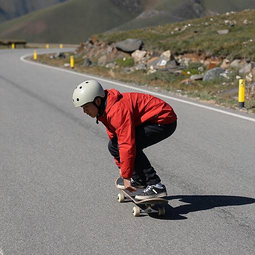 Skateboarding on a Deserted Road