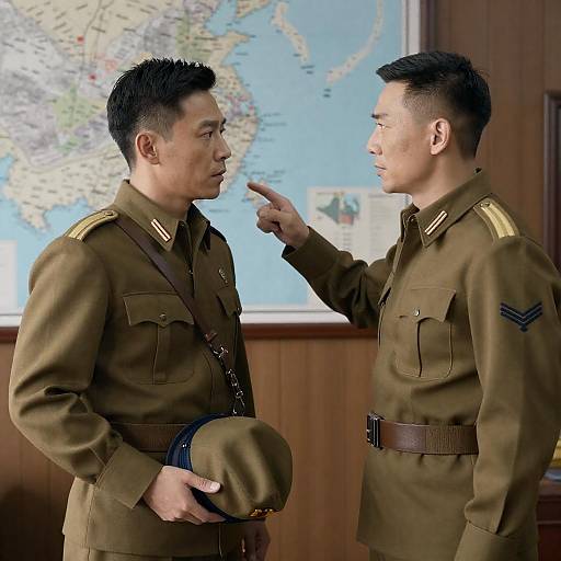 Military Discussion with Map Background