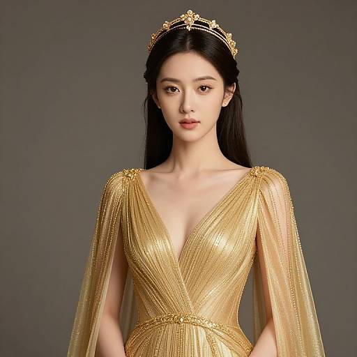Elegant Woman in Gold Gown