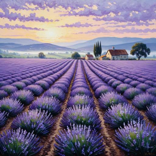 Serene Lavender Field at Dawn