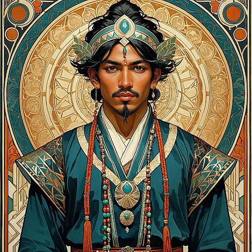 Fantasy Indian Male in Ornate Traditional Costume