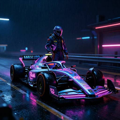 Neon Noir Sci-Fi Formula 1 Scene