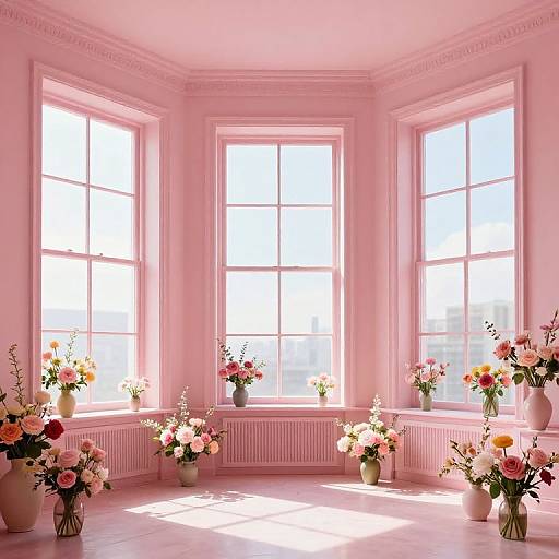 Pastel Pink Room with Flowers