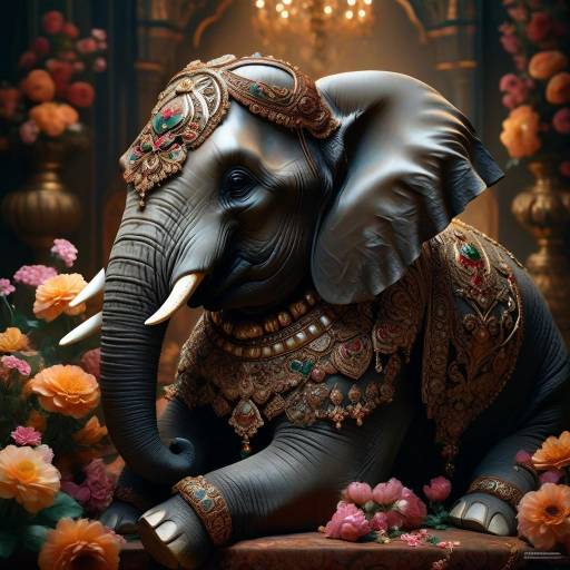 Majestic Elephant in Renaissance Elegance