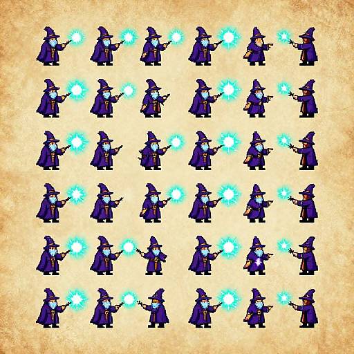 Retro Pixel Wizard Spell Animation