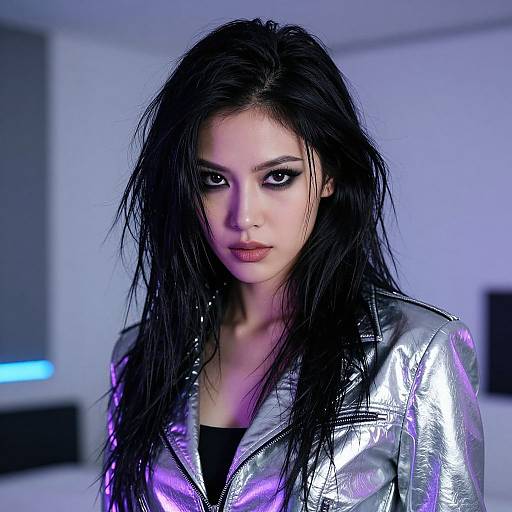 Fierce Woman in Metallic Jacket