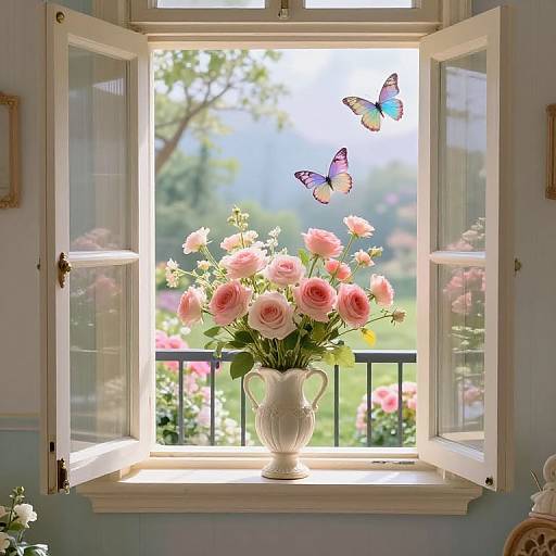 Victorian Windowsill with Fairyland Scene