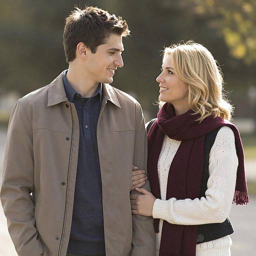 Sunlit Outdoor Portrait of Smiling Couple