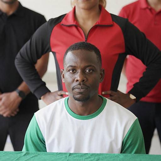 Group of Diverse Adults with Focus on Seated Black Man