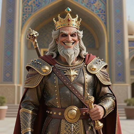 Malicious Grinning King in Ornate Armor