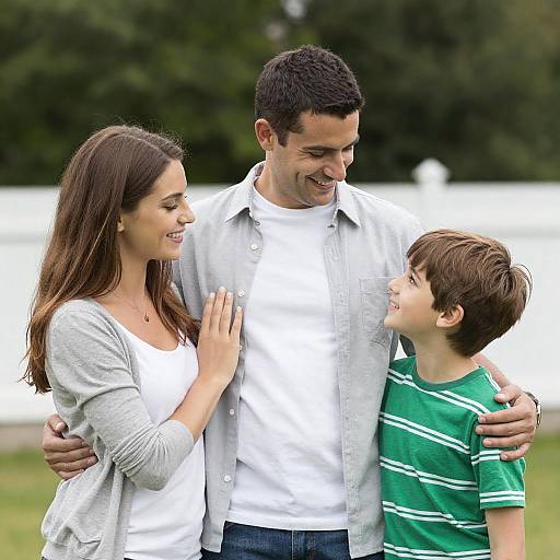 Smiling Family Outdoors Casual Portrait