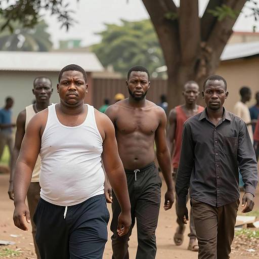 Group of African Men Walking Outdoors