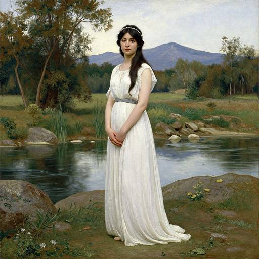 Graceful Woman in Serene Landscape
