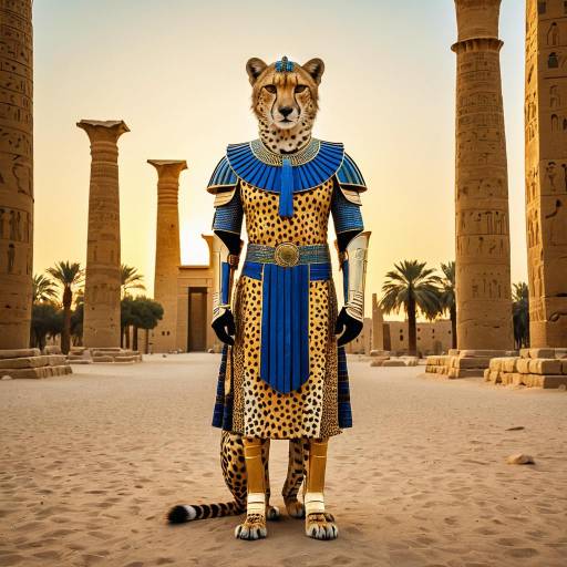 Cheetah in Ancient Egyptian Armor at Luxor Temple