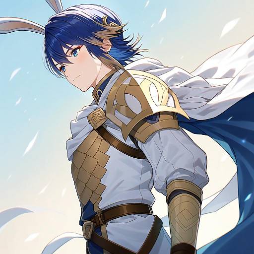 Illustration of Alfonse (fire emblem), fire emblem in the style of Kanden sky
