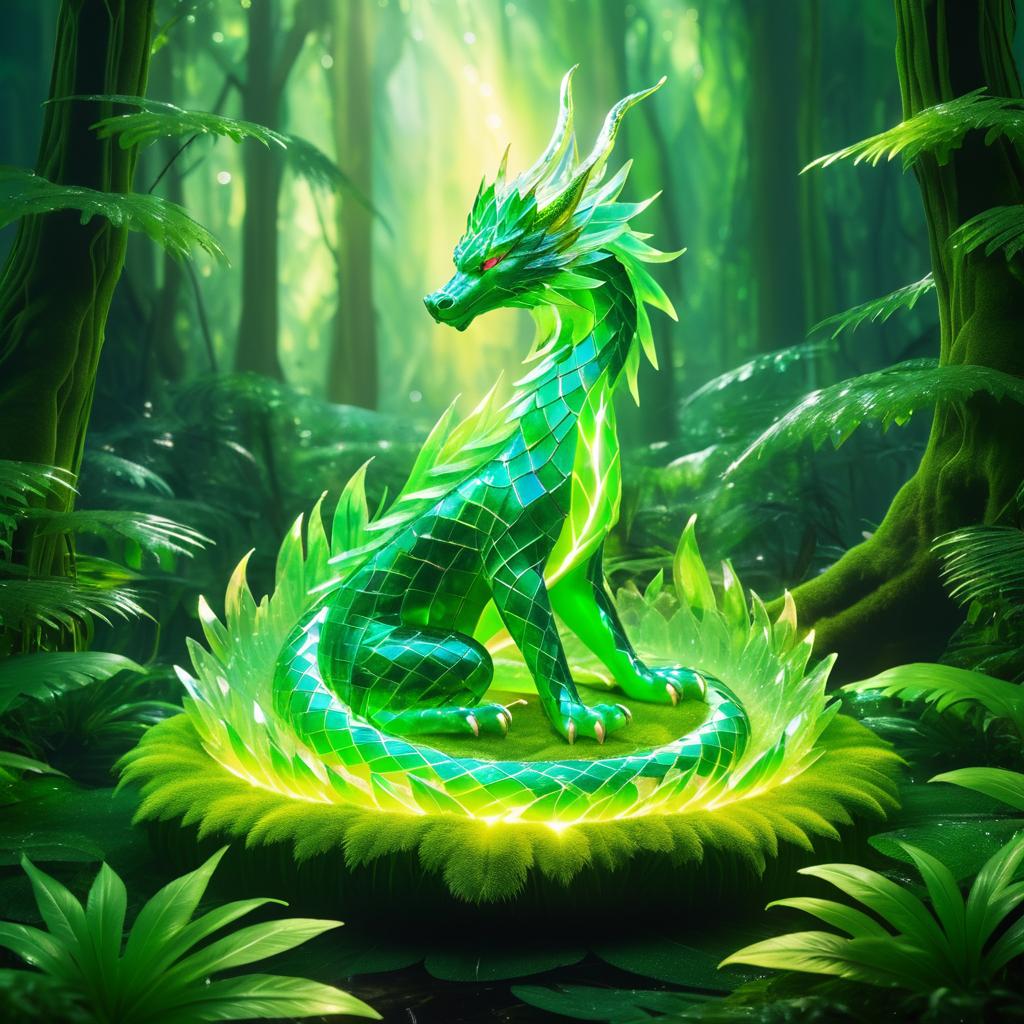 Majestic Crystal Dragon in Tranquil Forest