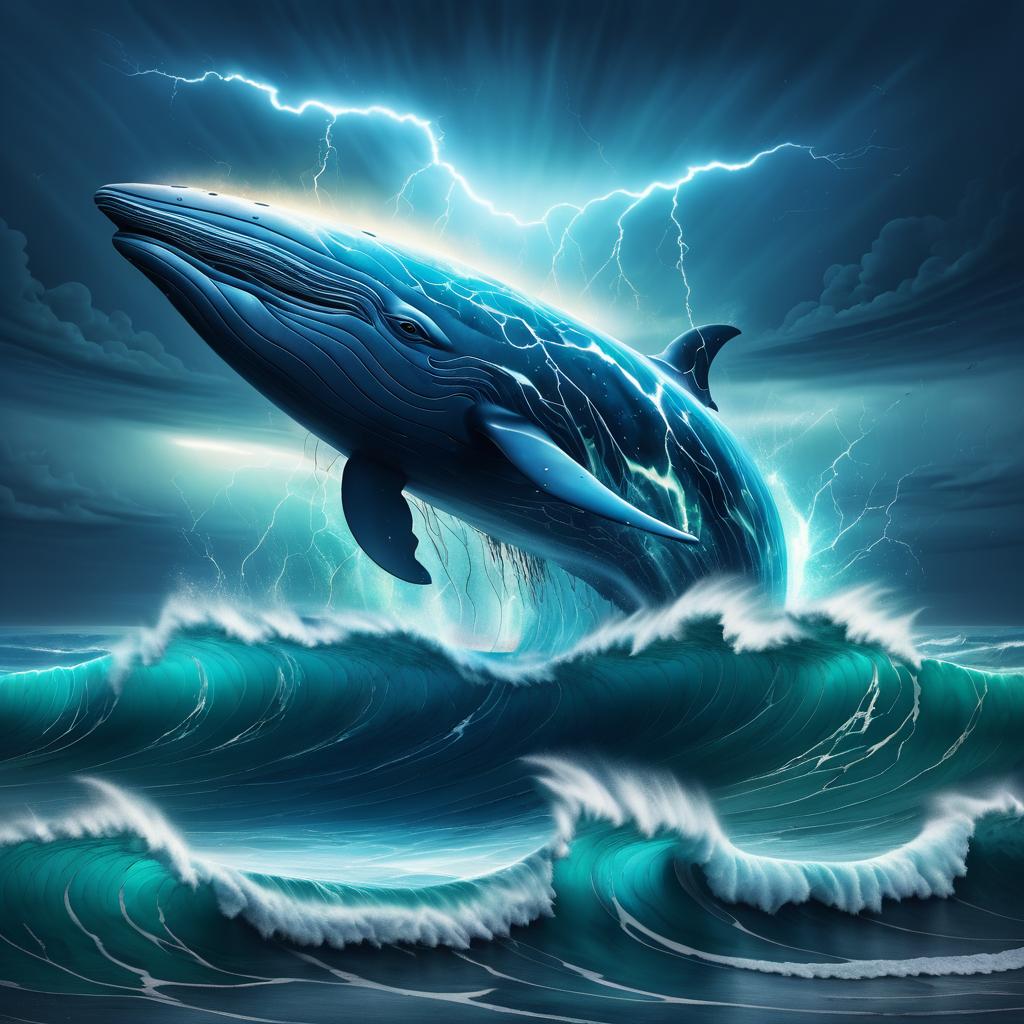 Surreal Stormy Sea Whale Illustration